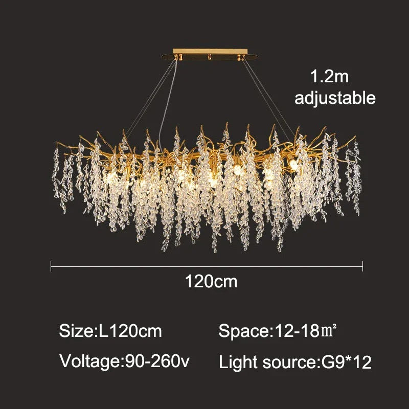 Afralia™ Luxury Crystal Chandelier LED Pendant Light for Home Decor and Lighting