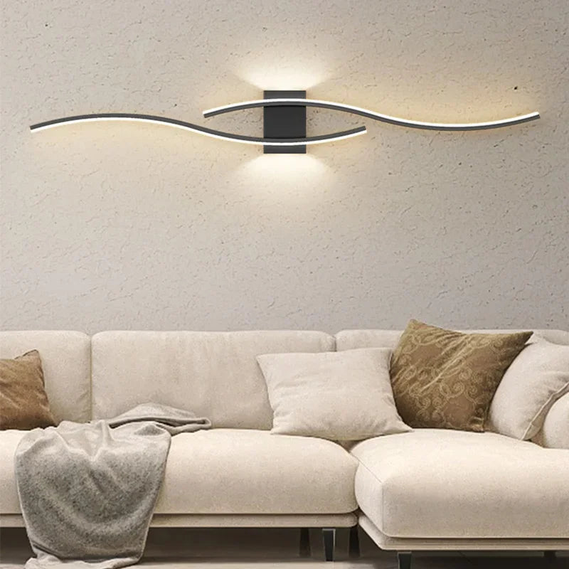 Afralia™ Modern LED Wall Lamps - White Black Gold Background Wall Light