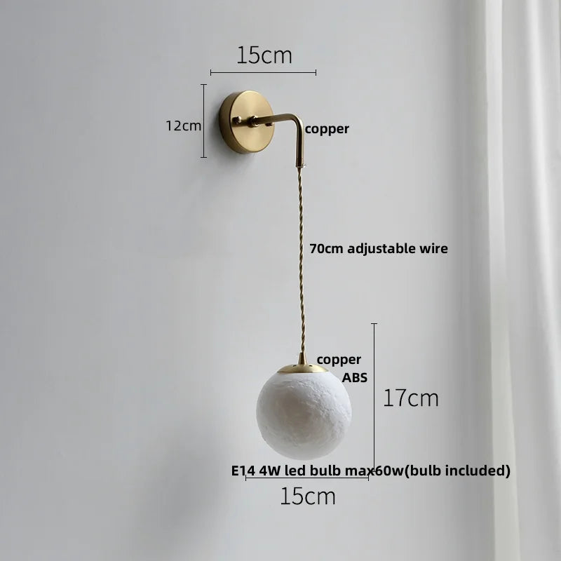 Afralia™ Moon ABS LED Wall Light Fixture, Adjustable Nordic Modern Bedside Lamp