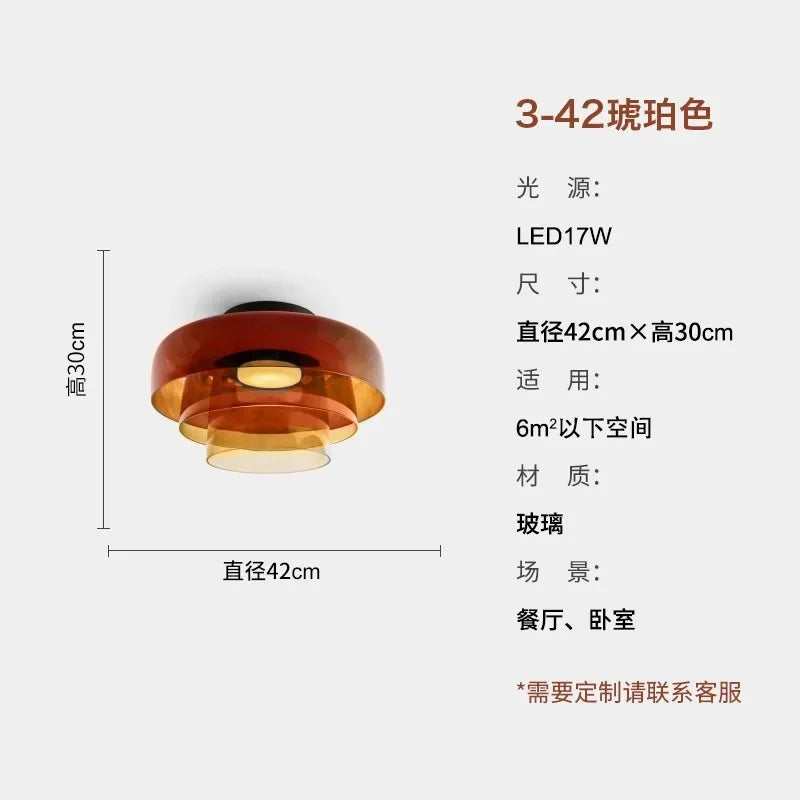 Afralia™ Glass LED Ceiling Light in Amber/Gray/Green - Modern Indoor Lighting for Various Spaces