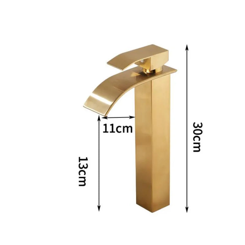 Afralia™ Gold Bathroom Faucet: Brass Rose Gold Basin Waterfall Mixer Tap