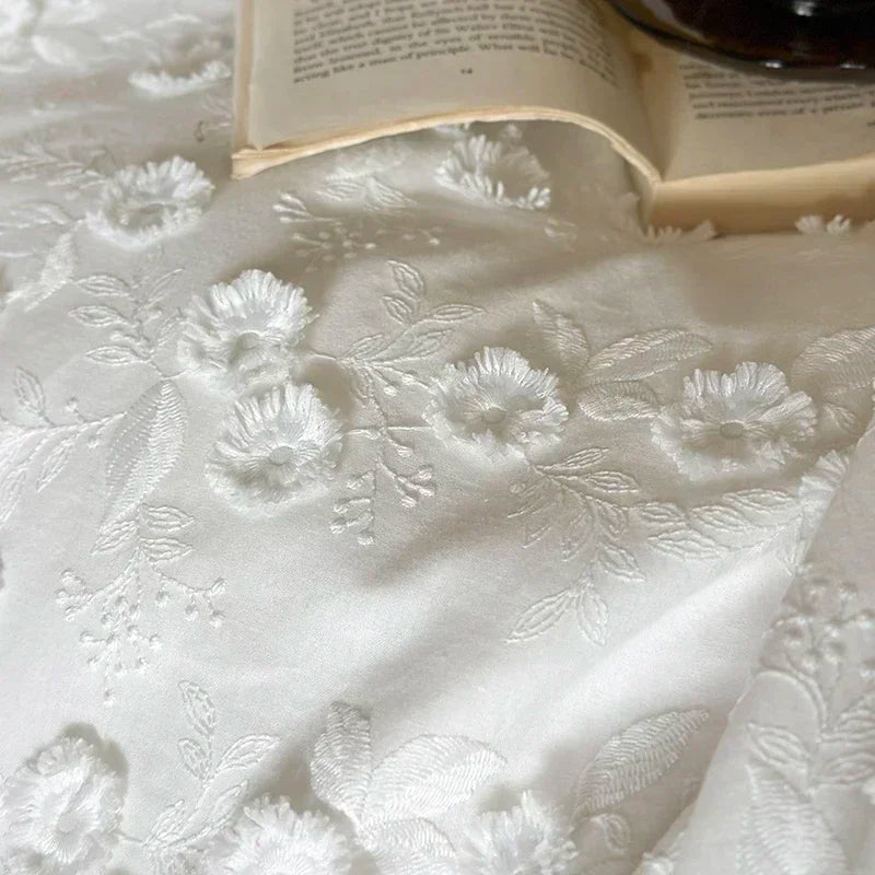 Afralia™ Pleat Cotton Bedding Set White King Queen Twin Double Duvet Cover