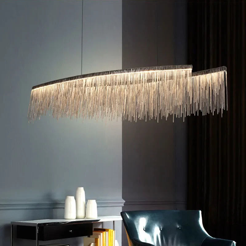 Afralia™ Modern Luxury Tassel Double-Decker Chandelier for Living Room, Restaurant, and Bar