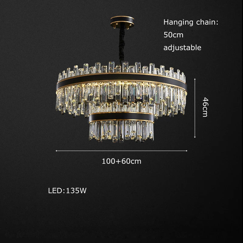 Afralia™ Crystal Chandelier Round Light Fixture for Luxury Living Room Décor