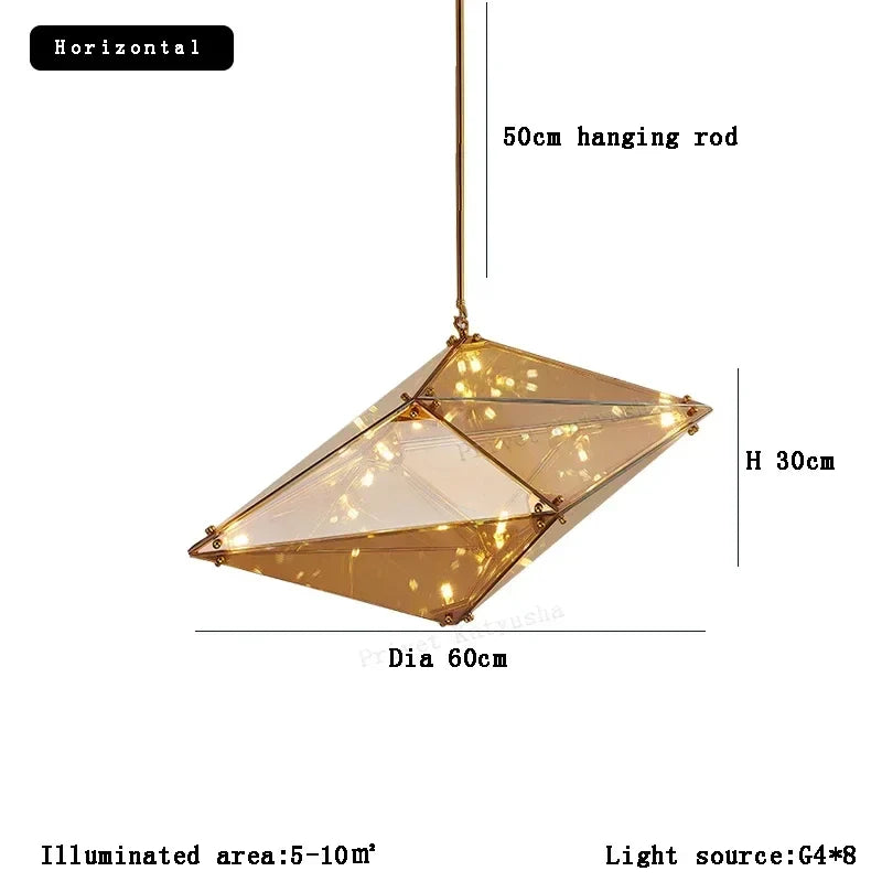 Afralia™ Angular Diamond Glass Chandelier Ceiling Light for Home Decor