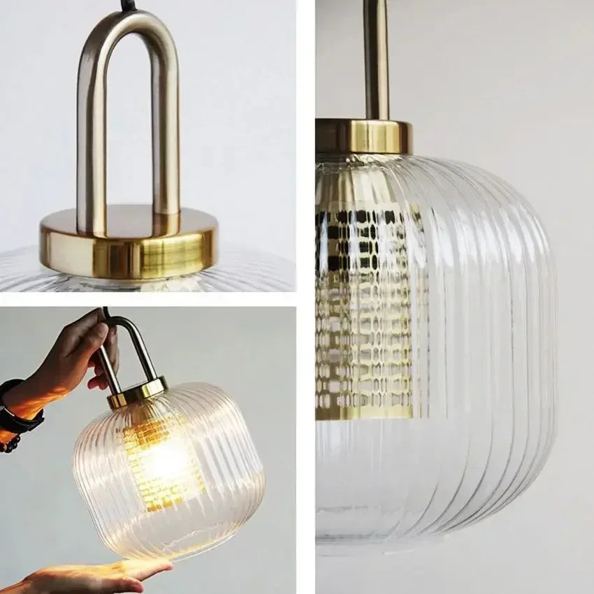 Afralia™ Glass Stripe LED Pendant Lights for Stylish Indoor Home Decor