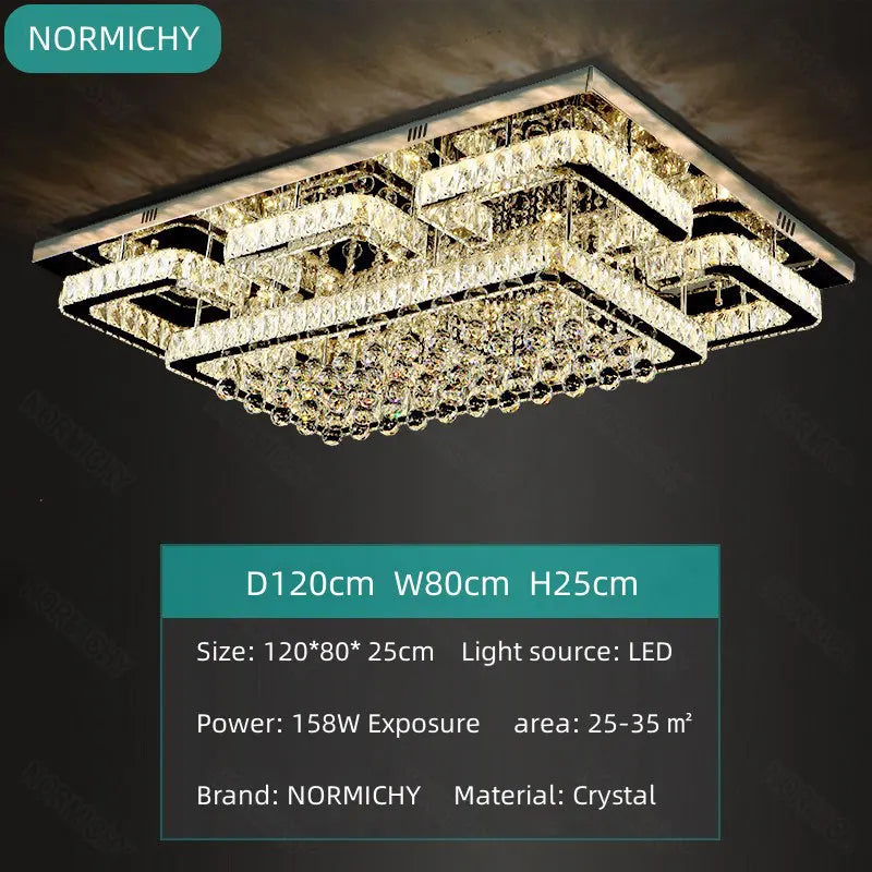 Afralia™ Elegant Crystal LED Chandelier, Remote Control Ceiling Lamp for Living Room, Bedroom