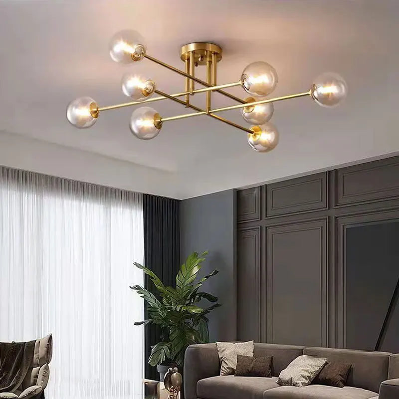 Afralia™ Glass Ball Chandelier for Living Room, Bedroom, and Study