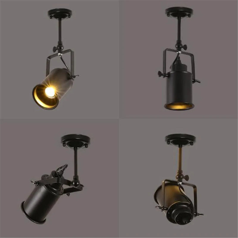 Afralia™ Black Wrought Iron Spotlight Accent Lamp - Adjustable Flush Mount Lighting