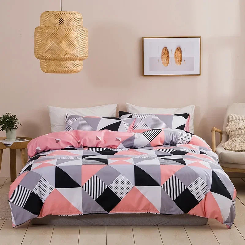 Geometric Stripe Bedding Set by Afralia™: Queen, King, Full, Single, Double Sizes