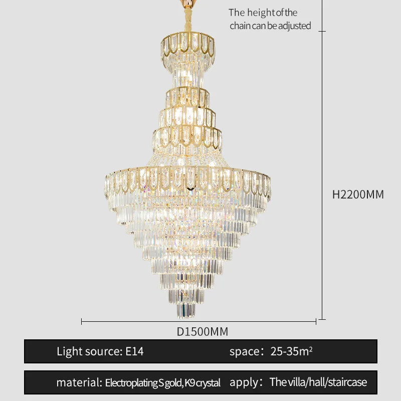 Afralia™ Modern Crystal Loft Chandelier for Luxury Attic Living Room