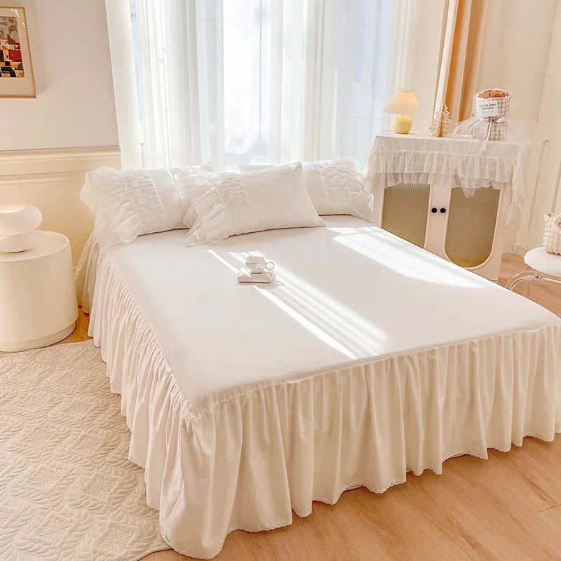 Afralia™ Rose Flowers Embroidery Princess Bedding Set - Pure Cotton, Lace Ruffles