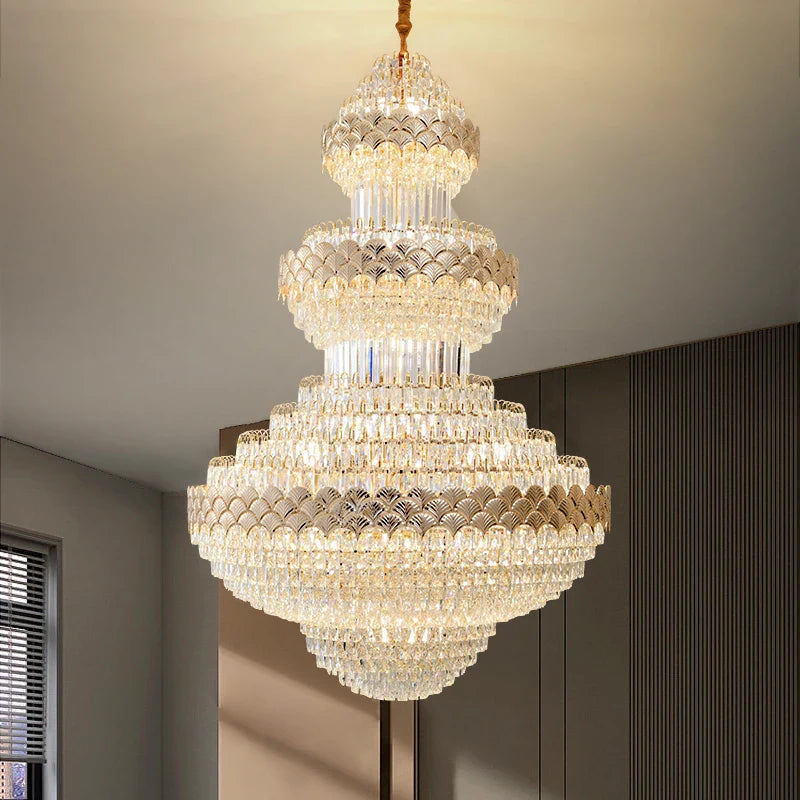 Afralia™ Crystal Chandelier - Modern Duplex Loft Staircase Living Room Lighting