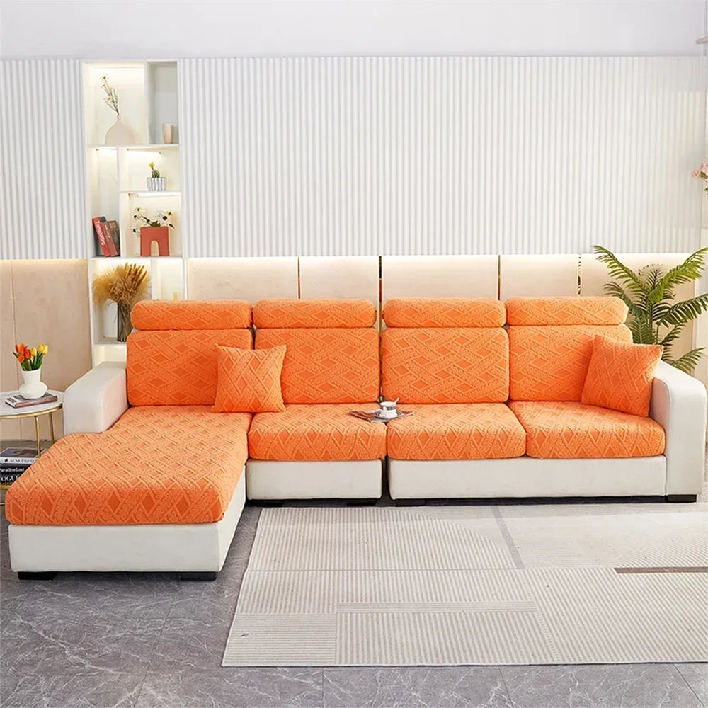 Afralia™ Jacquard Velvet Sofa Seat Covers: Luxury Polar Fleece Stretch Protector