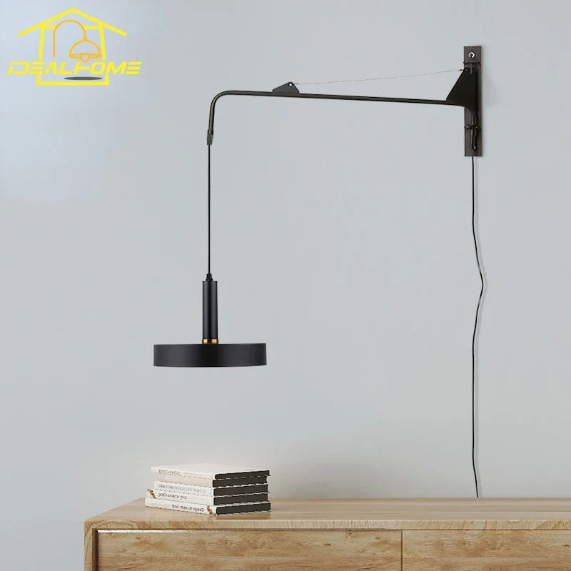 Afralia™ Telescopic Swing Arm Wall Lamp LED E27 Gold/Black for Restaurant Living Room