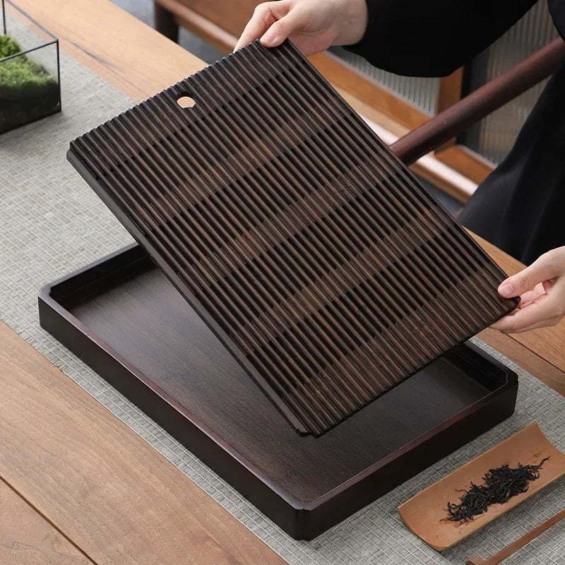 Afralia™ Natural Bamboo Tea Tray Set: Simple Rectangular Tea Board with Water Storage
