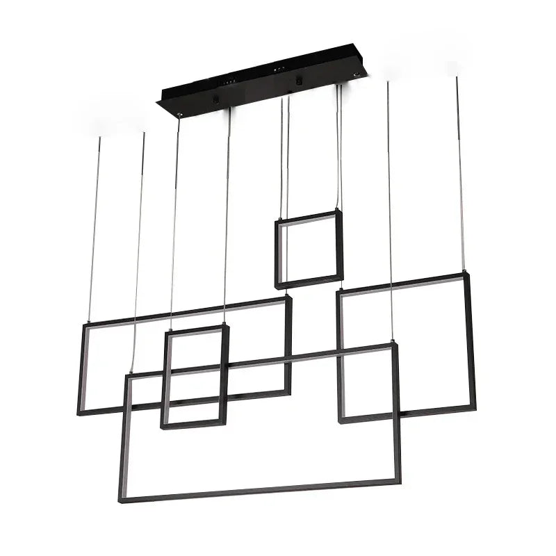 Afralia™ Modern LED Rectangle Pendant Chandelier for Living Room Dining Room Stair Loft Lighting