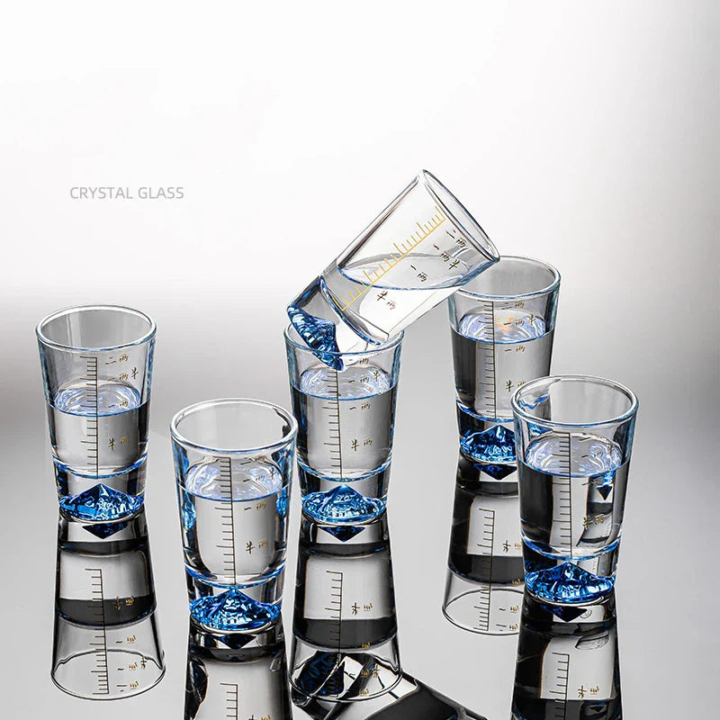 Afralia™ Clear Glass Liquor Cup Set 2oz Chinese Spirit Drinking Glasses with Graduated Line