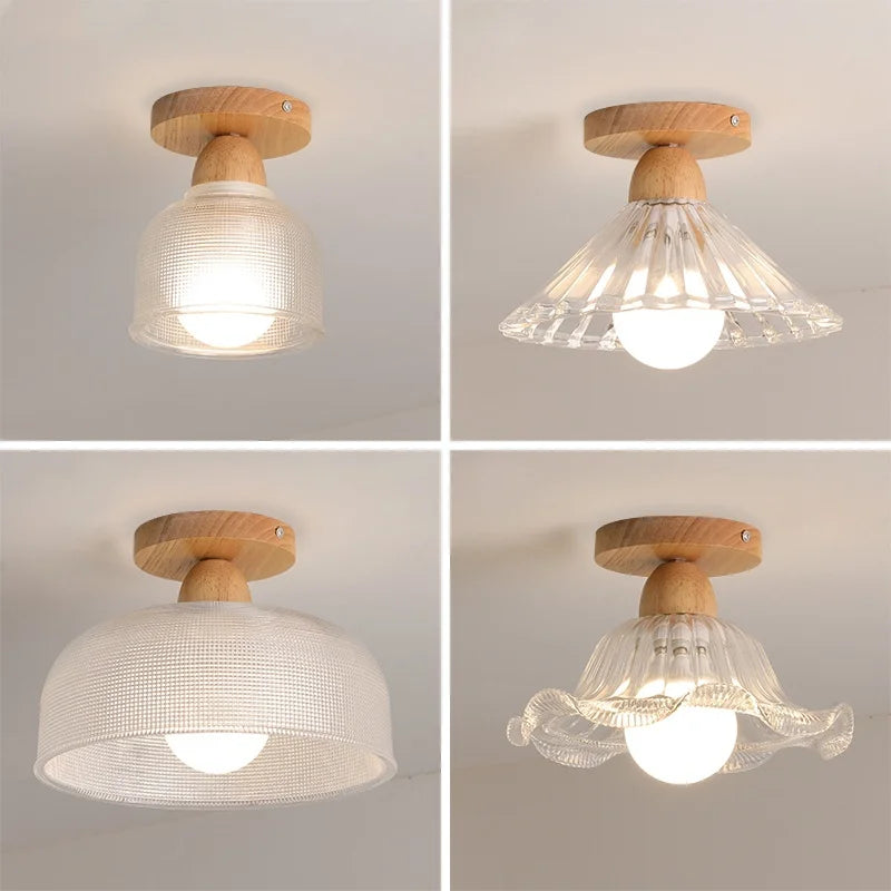 Afralia™ Clear Glass LED Ceiling Light Fixture for Modern Home Aisle Balcony Restaurant Hallway Lighting