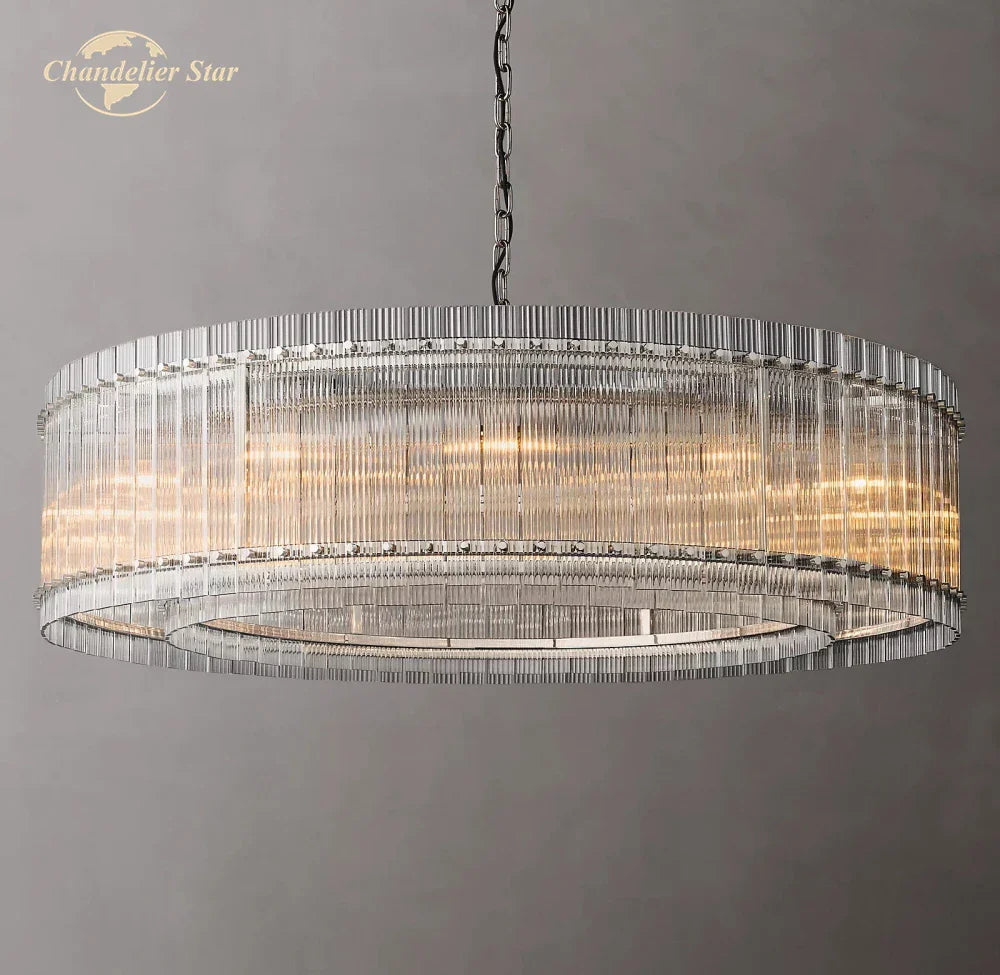 Afralia™ Modern LED Glass Chandelier San Marco Round Pendant Light - Decorative Lighting Fixture