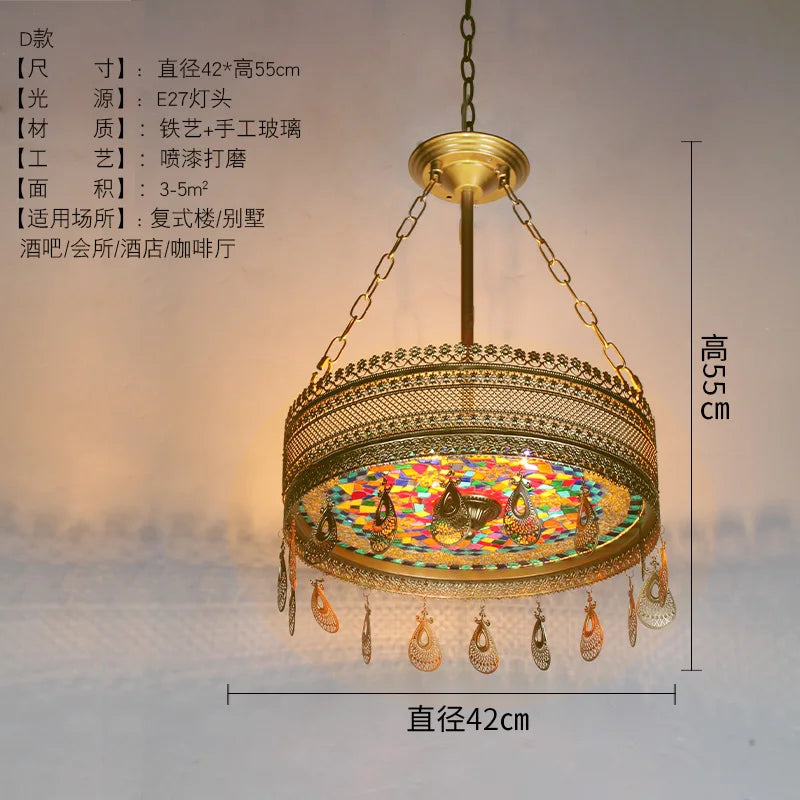 Afralia™ Bohemian Exotic Stained Glass Pendant Lights LED E27 for Home Decor & Dining