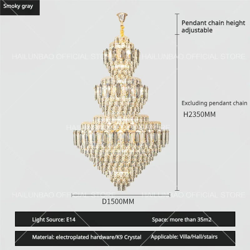 Afralia™ Sparkle Spiral Staircase Chandelier - Modern High Living Room Crystal Light