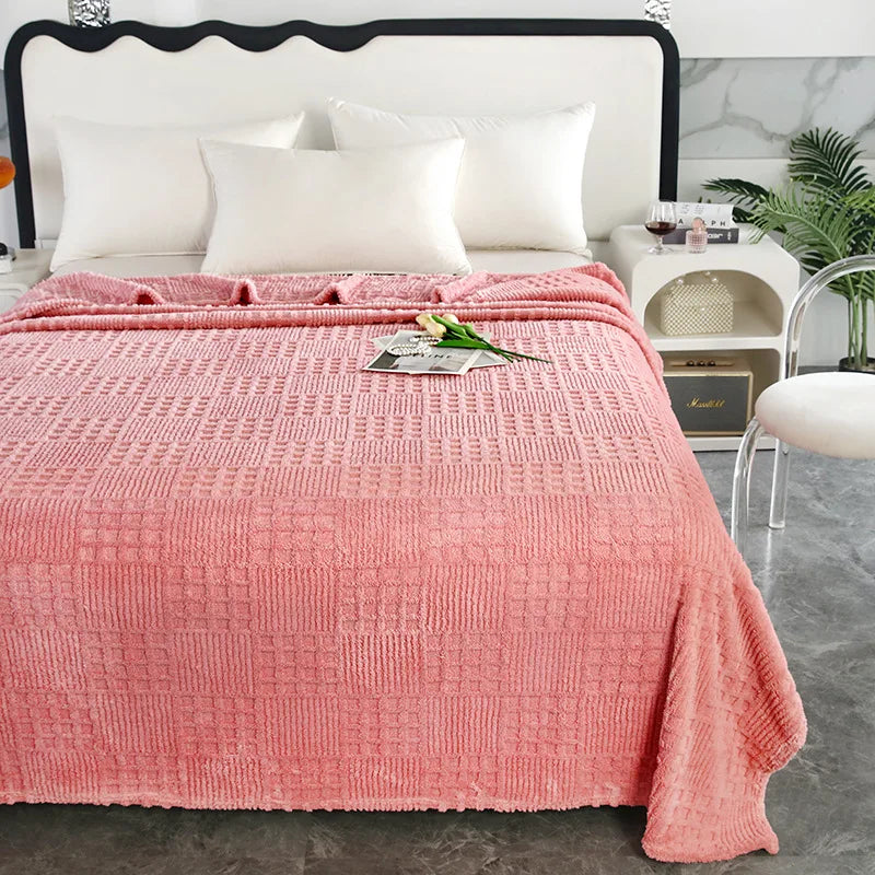 Afralia™ Velvet Waffle Blanket: Ultra Soft Coral Fleece Sofa Cover & Shawl