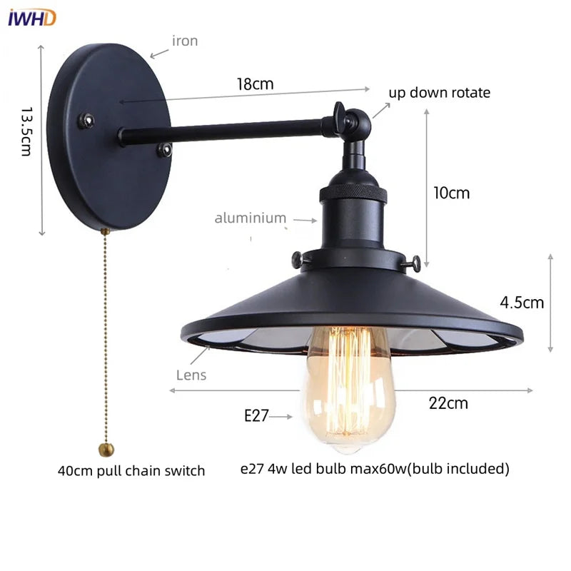 Afralia™ Rustic LED Wall Sconce Industrial Luminaire for Bedroom Foyer Bathroom Mirror