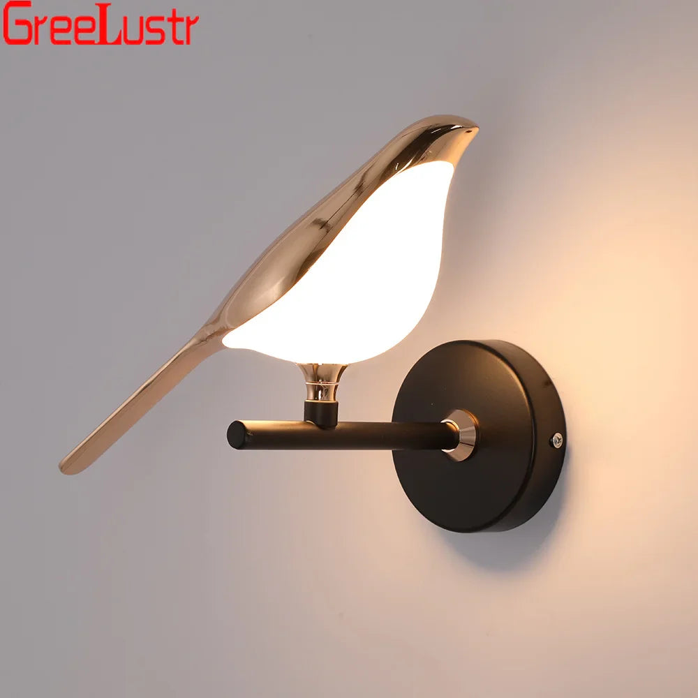 Afralia™ Rose Gold Nordic Bird LED Wall Sconce for Bedroom & Hallway Decor
