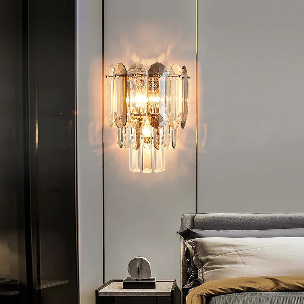 Afralia™ Crystal LED Wall Lamp: Minimalist Luxury Lighting for Living Room TV Background