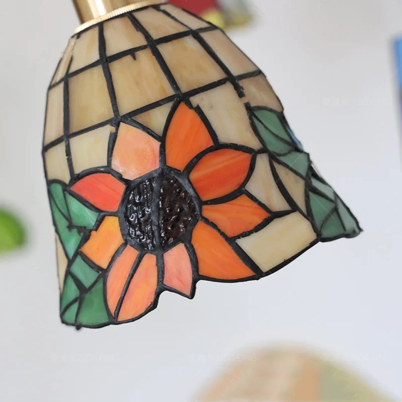 Afralia™ Tiffany Glass LED Pendant Light Fixture for Home Decor and Hotel Dining