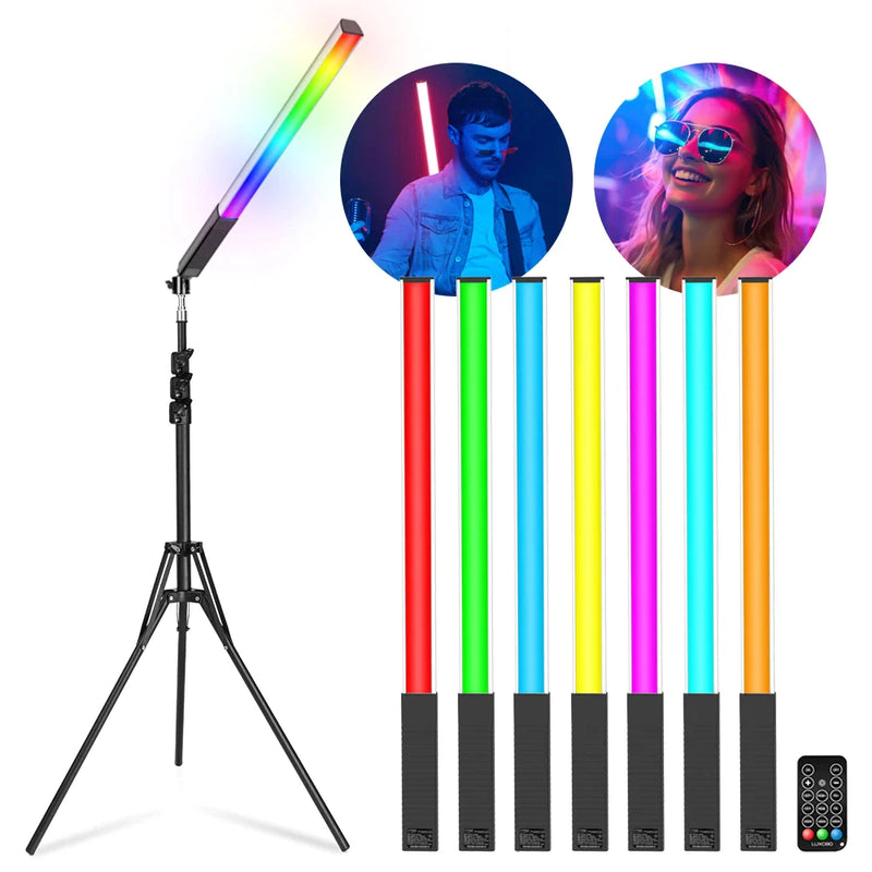 Afralia™ LED Light Wand RGB Stick with Tripod Remote Control Handheld Lamp