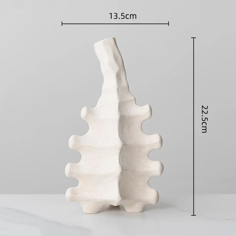 Afralia™ Ceramic Vase with Irregular Geometry and Skeletal Lines for Home Decor