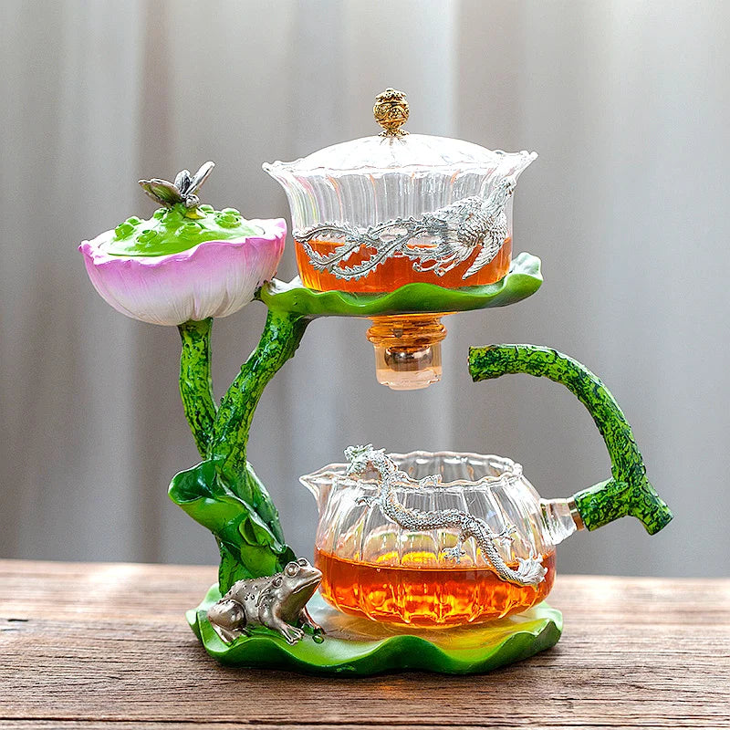Afralia™ Glass Teapot & Lazy Tea Infuser - Home & Office Tea Set