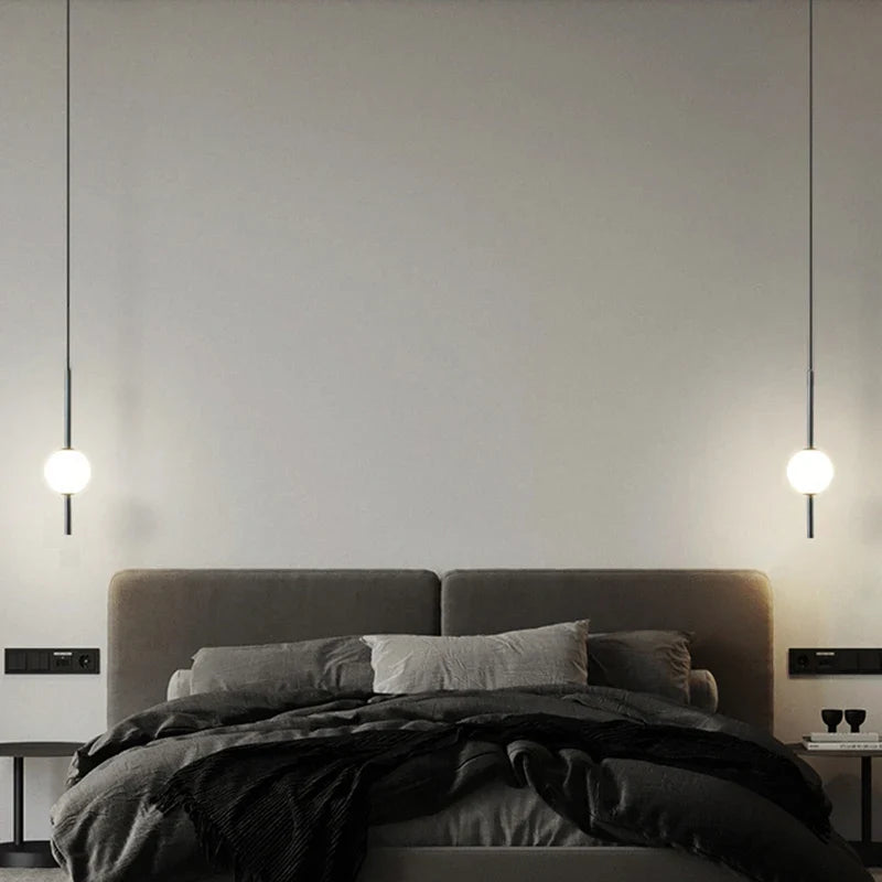 Afralia™ Glass Ball Pendant Light: Modern Nordic Bedroom Hanging Lamp