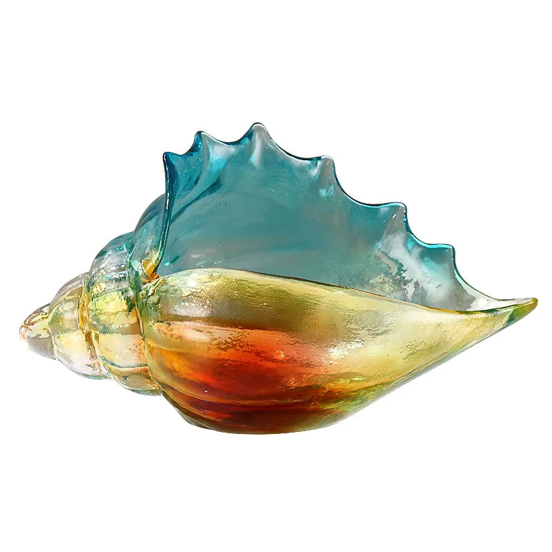 Afralia™ Conch Glass Handicrafts Key Tray: Colorful Shell Figurines Storage Container