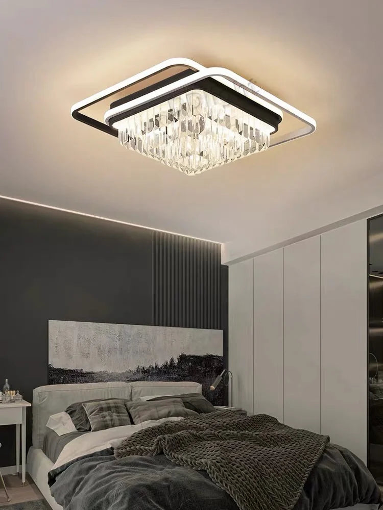 Afralia™ Crystal Industrial Pendant Lamps Set for Modern Living Room Bedroom Kitchen Decor
