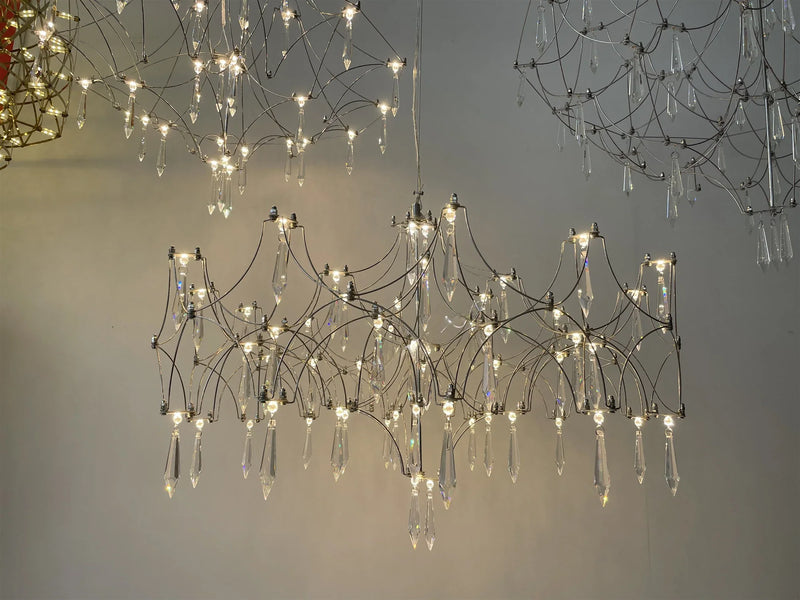 Afralia™ Starry Crystal Chandelier Ceiling Light for Luxury Living Spaces