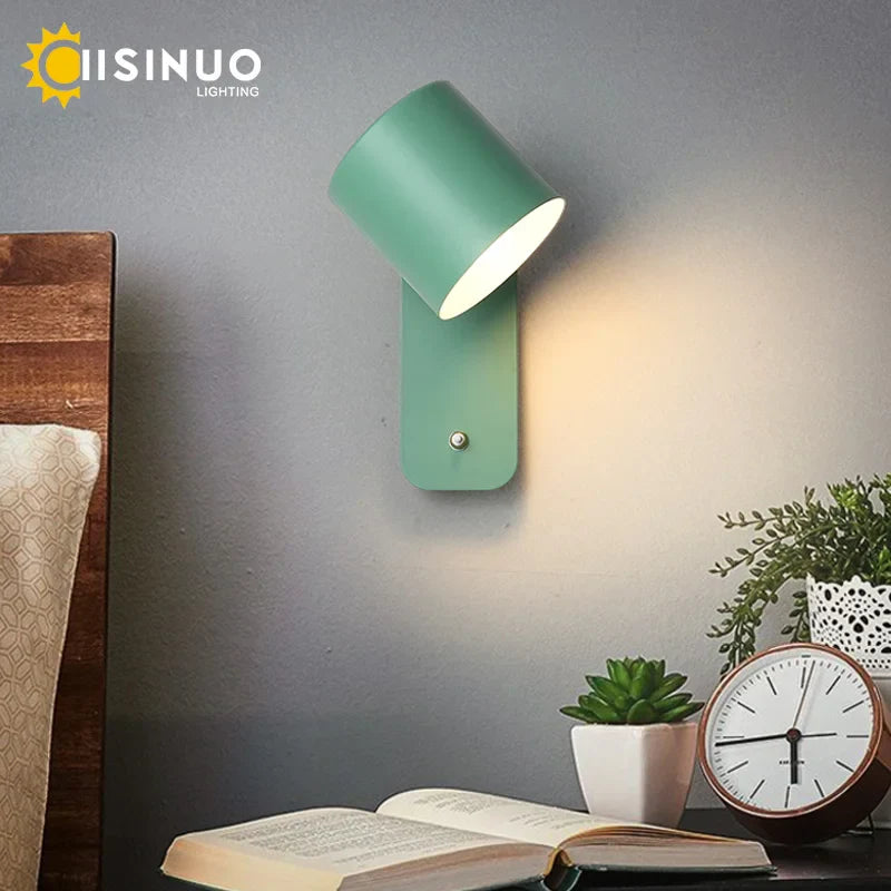 Afralia™ Rotatable Nordic Bedside Wall Lamp with Switch | Adjustable Light for Home Decor & Reading