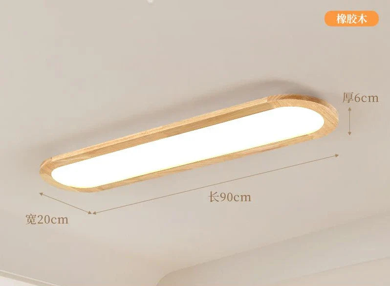 Afralia™ Wood LED Ceiling Lights: Modern Rectangular Chandelier for Living Room Bedroom Kitchen Home