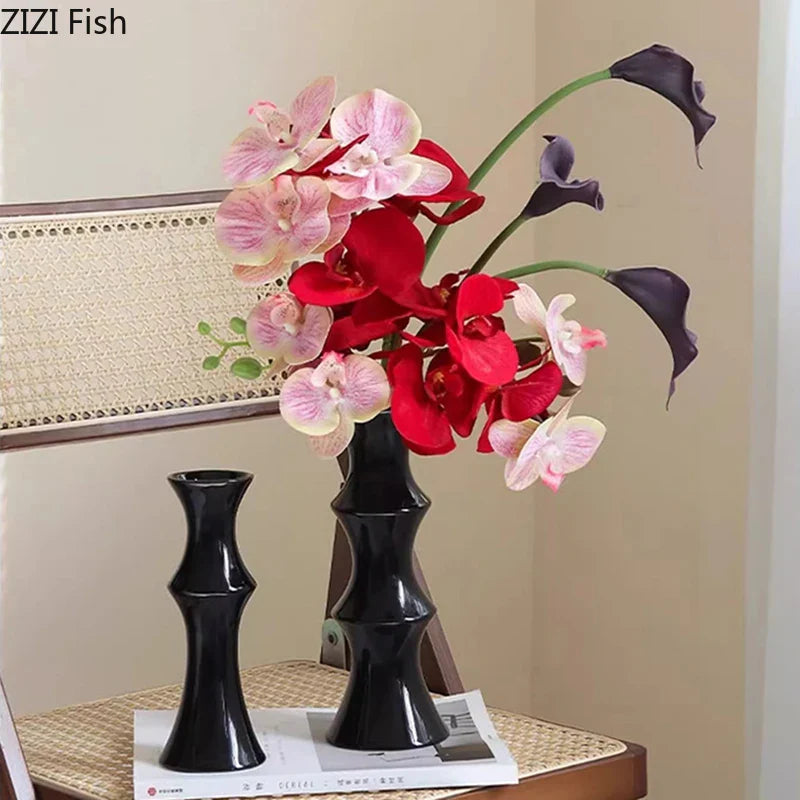 Afralia™ Bamboo Ceramic Vase for Stylish Room Decor and Flower Arrangement