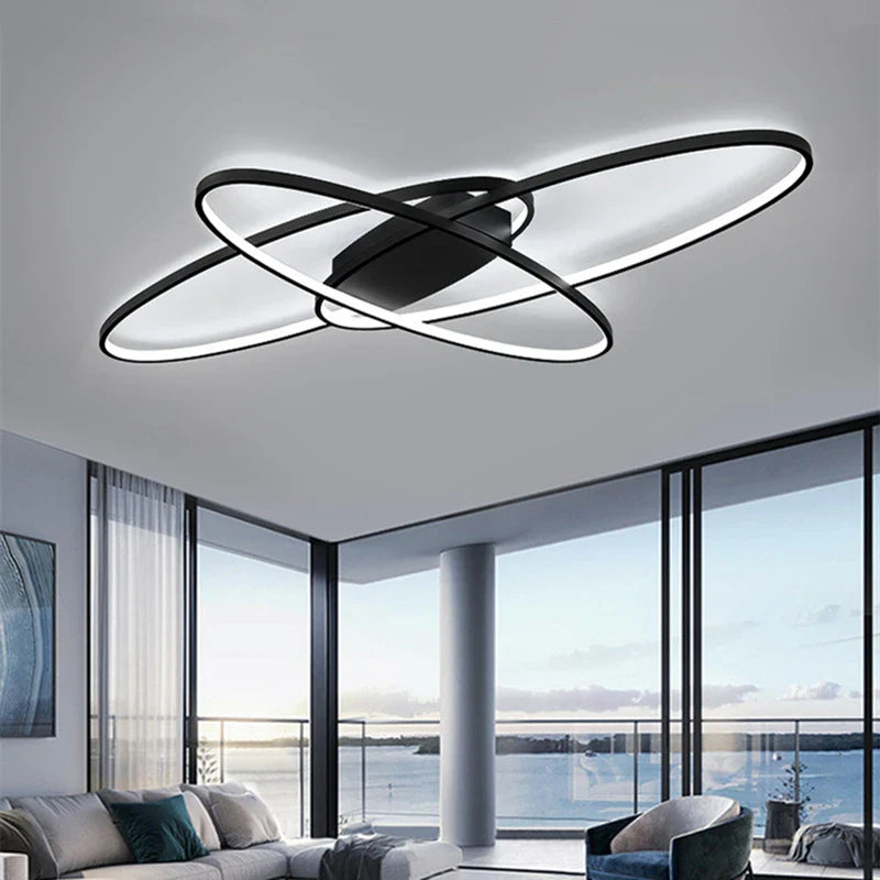 Afralia™ Modern LED Chandelier for Living Dining Bedroom, White/Black Aluminum Ceiling Lamp