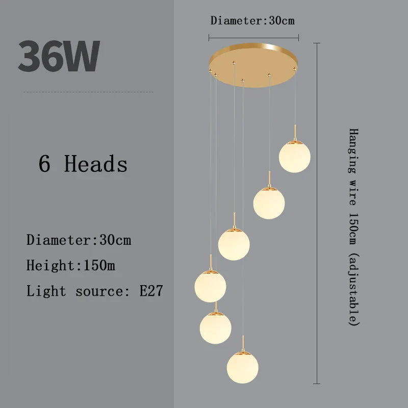 Afralia™ Nordic LED Glass Chandelier for Modern Living Spaces
