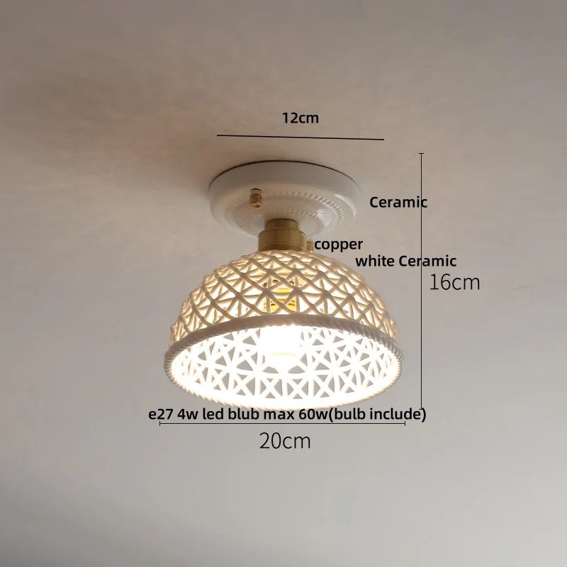 Afralia™ White Ceramic LED Ceiling Light Fixture Nordic Modern Home Decor Lighting Plafond Lamp