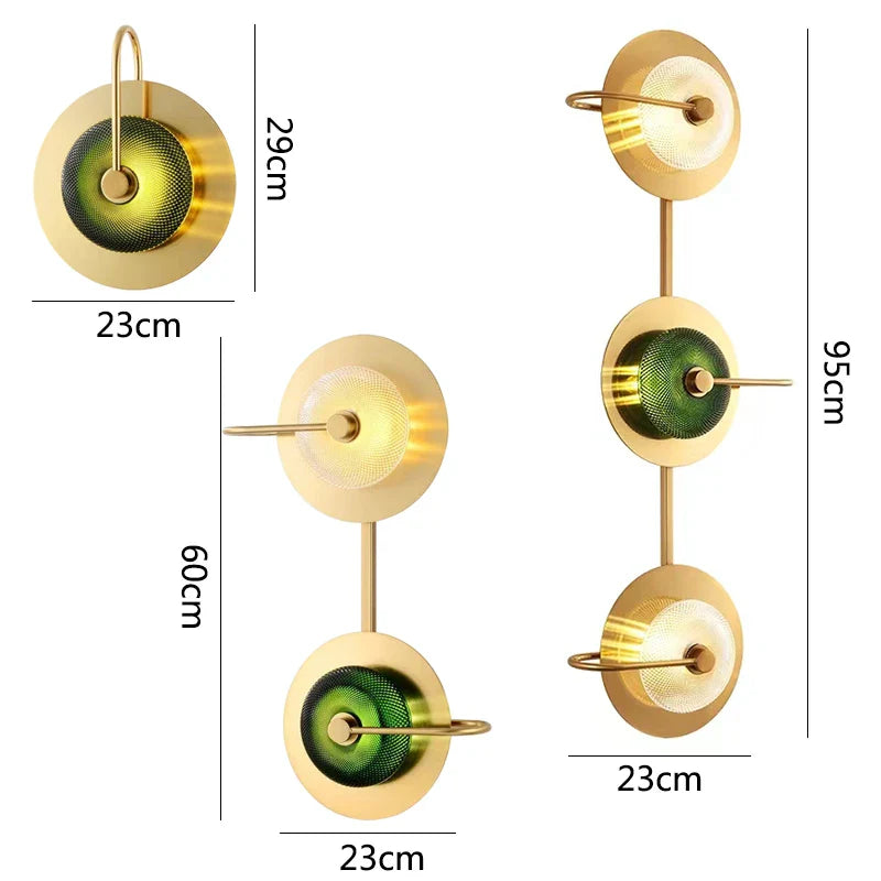 Afralia™ Nordic LED Glass Wall Lamp Living Bedroom Sconce - Golden Round Light Fixture