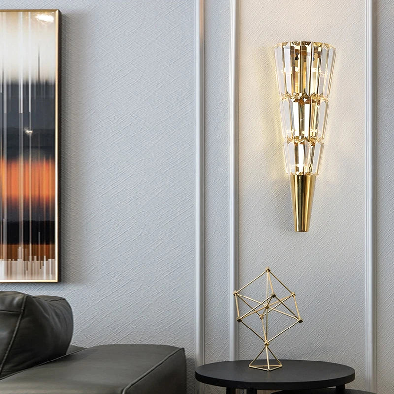 Afralia™ Nordic Crystal LED Wall Lamp - Golden Luxury for Bedroom and Living Room