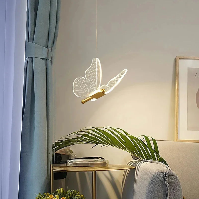 Afralia™ Butterfly Acrylic Chandelier LED Pendant Lamp for Home Indoor Lighting