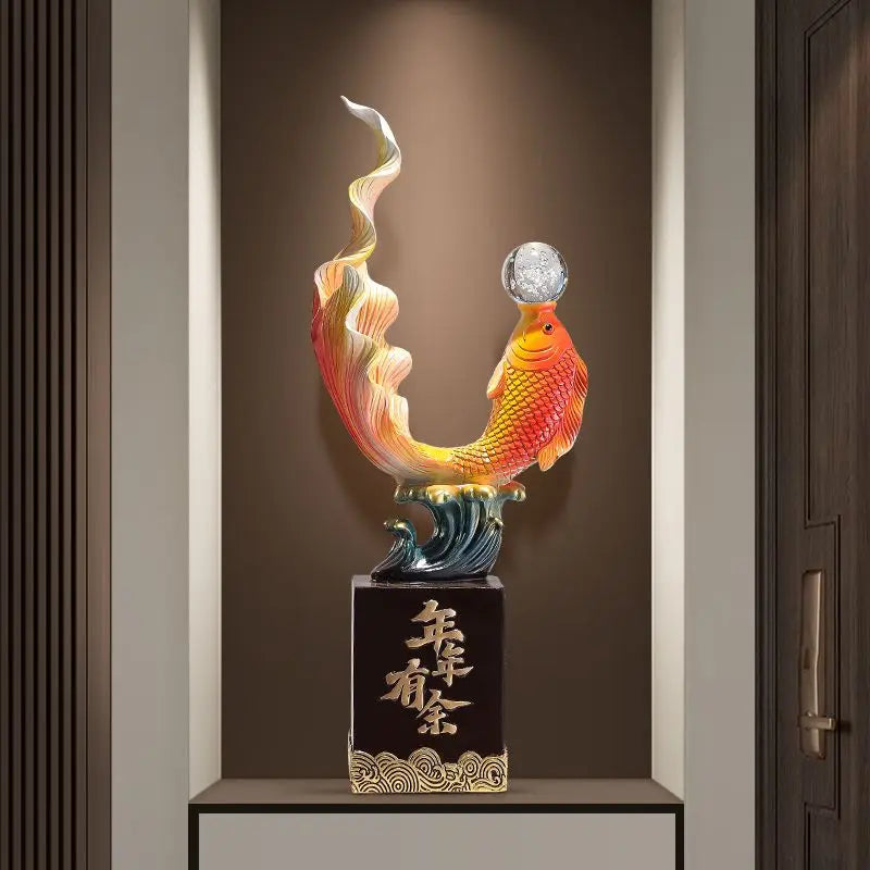 Afralia™ Feng Shui Carp Sculpture: Resin Decorative Statue for Collection and Business Opening