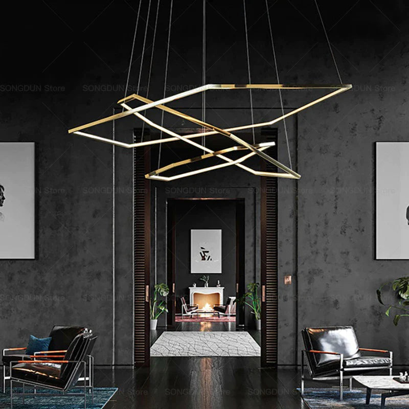 Afralia™ Hexagonal Chandelier: Modern Minimalist Villa Lighting for Luxury Living