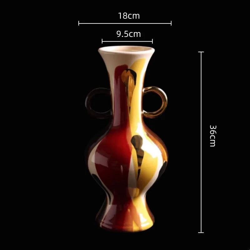 Afralia™ Geometric Horse Head Ceramic Vase & Animal Statue Home Decor